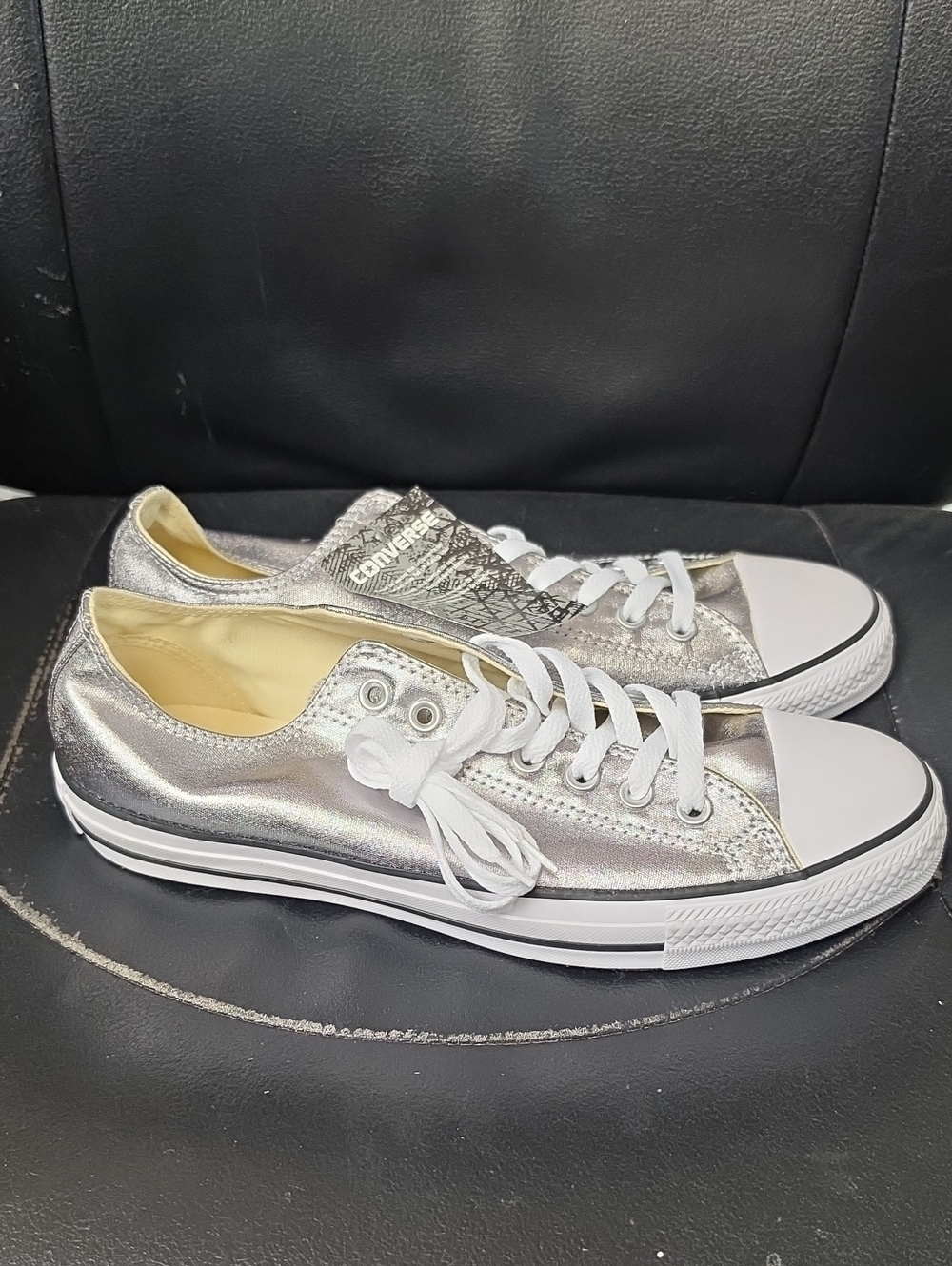 Converse Metallic Silver Low-Top Lace-Up Sneakers